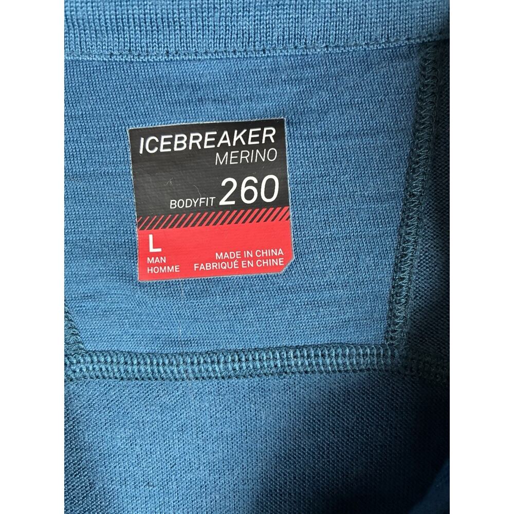 Icebreaker Merino Wool 260 Mens L Blue Half Zip Base Layer Gorpcore Breathable - Picture 3 of 12